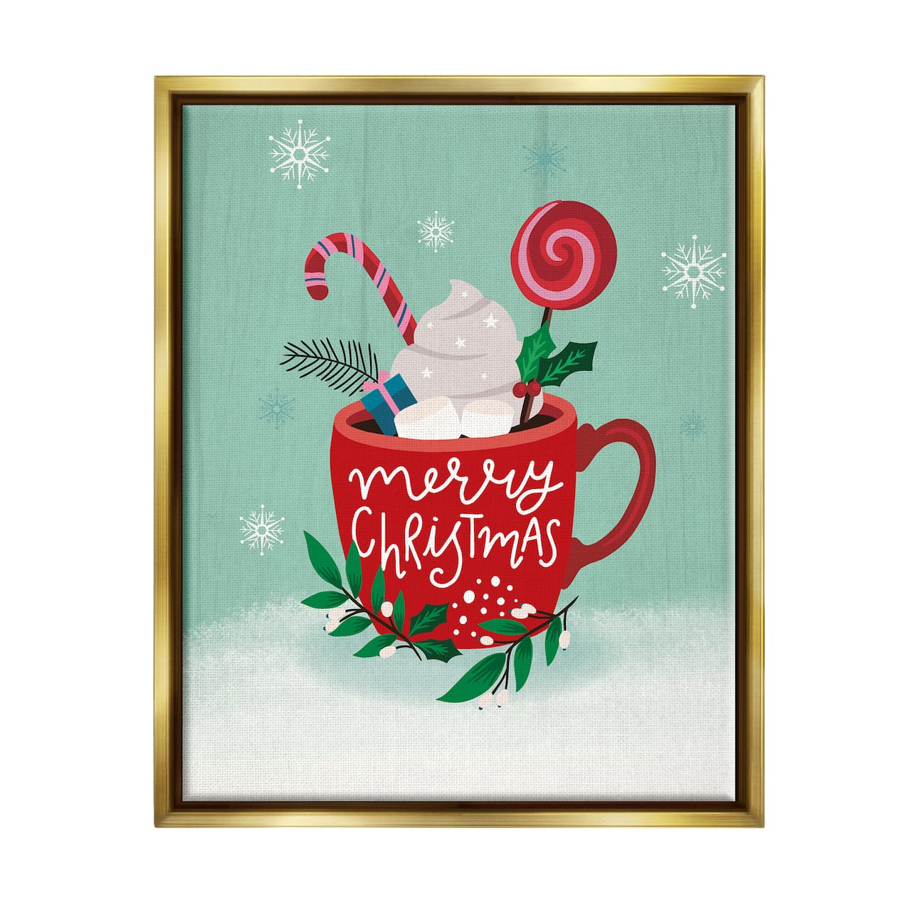 Stupell Industries Merry Christmas Warm Cocoa Framed Floater Canvas Wall Art